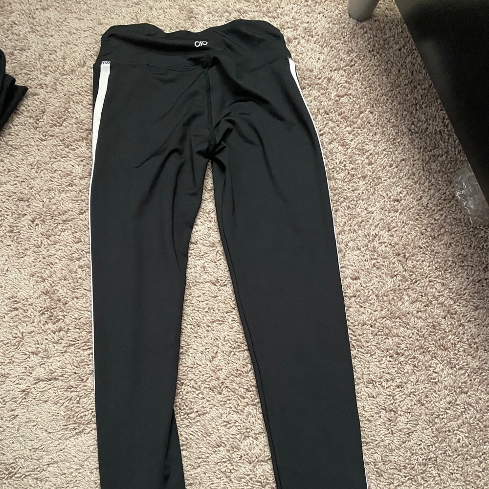 Black strip workout leggings